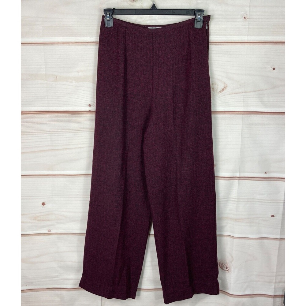 Willow Pants Womens Large Purple High Waist Pleated Dress Straight Leg Side Zip